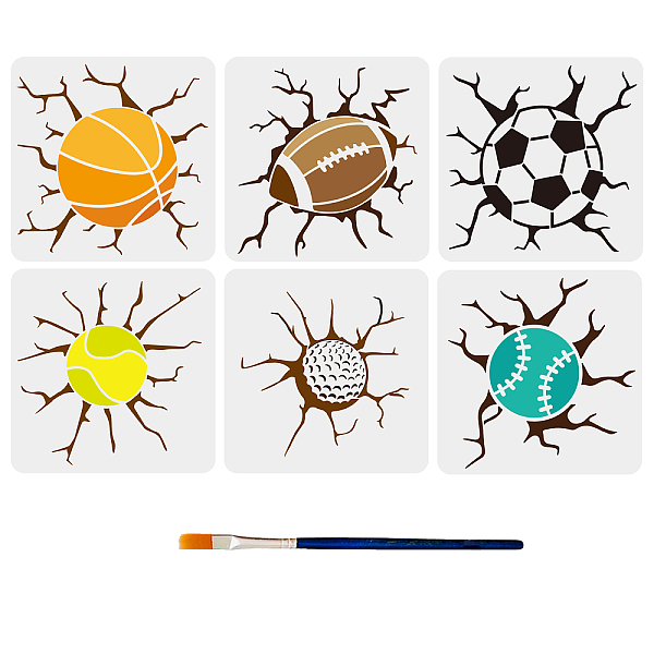 

PandaHall MAYJOYDIY US 1 Set PET Hollow Out Drawing Painting Stencils, for DIY Scrapbook, Photo Album, with 1Pc Art Paint Brushes, Sports...