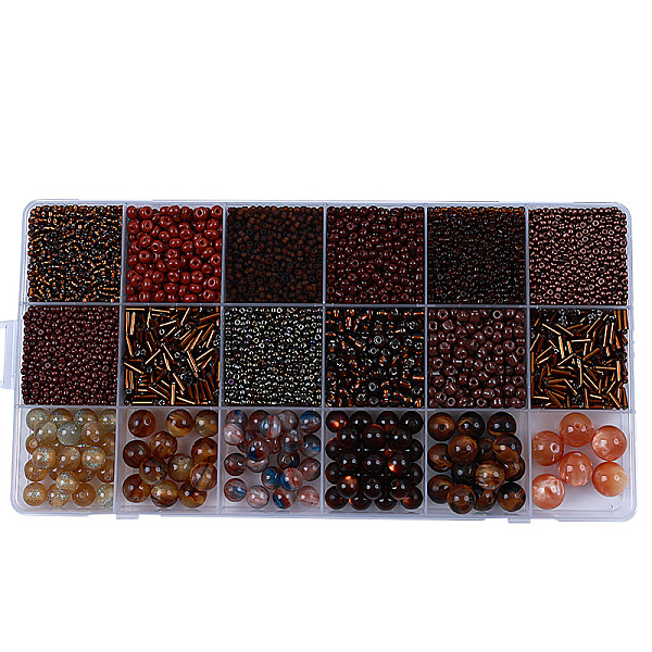 

PandaHall DIY 18 Style Resin & Acrylic Beads Jewelry Making Finding Kit, Round & Rice & Tube, Coconut Brown, 6.5~7x2~12x1.5~11.5mm, Hole...