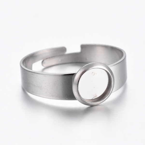 

PandaHall Adjustable 304 Stainless Steel Finger Rings Components, Pad Ring Base Findings, Flat Round, Stainless Steel Color, Size 7, 17~18mm...