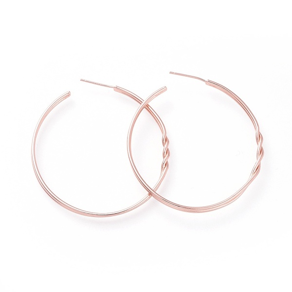 

PandaHall Brass Stud Earrings, Half Hoop Earrings, with Ear Nuts and 925 Sterling Silver Pin, Ring, Rose Gold, 43x2.5mm, Pin: 0.7mm Brass...