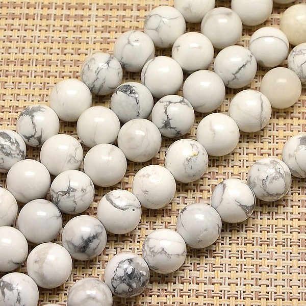 

PandaHall Natural Howlite Beads Strands, Round, 10mm, Hole: 1mm, about 38pcs/strand, 15.7 inch Howlite Round White