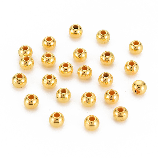 

PandaHall ABS Plastic Beads, Round, Golden, 4x3.5mm, Hole: 1.2mm, about 1500pcs/50g ABS Plastic Round