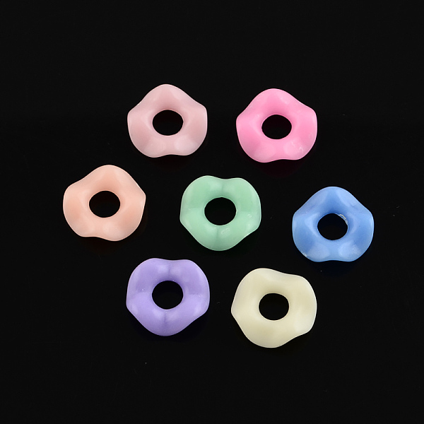 

PandaHall Mixed Solid Color Opaque Acrylic Beads, Twist Donut, Mixed Color, 12.5x3mm, Hole: 4.5mm Acrylic Twist Multicolor