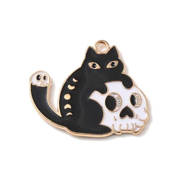 

PandaHall Alloy Enamel Pendants, Light Gold, Cat Charm, Skull, 24x28x1.5mm, Hole: 2mm Alloy+Enamel Skull