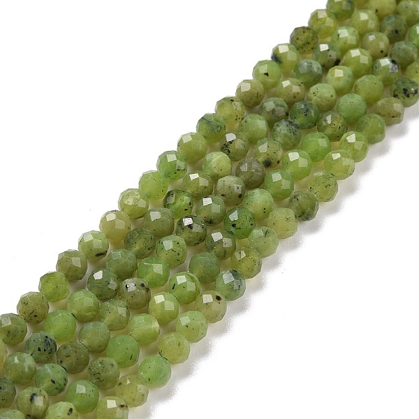 

PandaHall Natural Olive Jade Beads Strands, Faceted, Round, 4mm, Hole: 0.6mm, about 90~91pcs/strand, 15.16''(38.5~38.9cm) Olive Jade Round