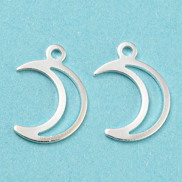 

PandaHall Eco-friendly Brass Pendants, Cadmium Free & Lead Free, Moon Charm, 925 Sterling Silver Plated, 16x11x1mm, Hole: 1.2mm Brass Moon