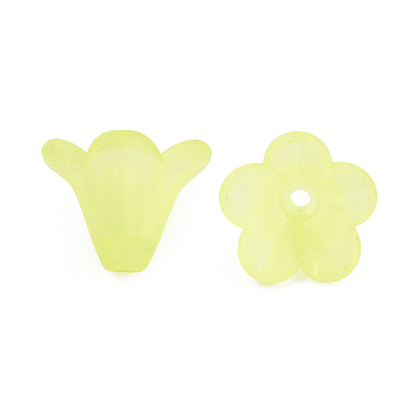 

PandaHall Frosted Acrylic Beads, Flower, Yellow, 10x13.5mm, Hole: 1.8mm, about 1600pcs/500g Acrylic Flower Yellow