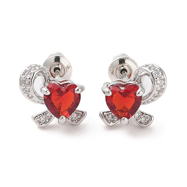 

PandaHall Rack Plating Brass Micro Pave Cubic Zirconia Stud Earrings, Long-lasting Plated, Flower, Platinum, Red, 10x10.5mm Cubic Zirconia...