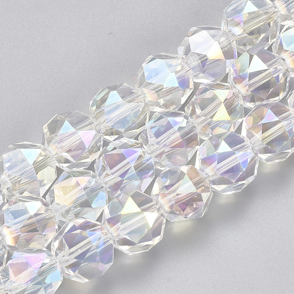 

PandaHall Electroplate Glass Beads Strands, AB Color Plated, Faceted, Round, Clear AB, 11.5x11mm, Hole: 1.5mm, about 60pcs/strand, 26.3 inch..., White