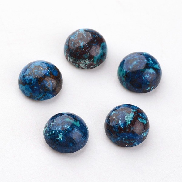 

PandaHall Natural Chrysocolla Cabochons, Half Round/Dome, 8x4mm Chrysocolla Half Round Blue
