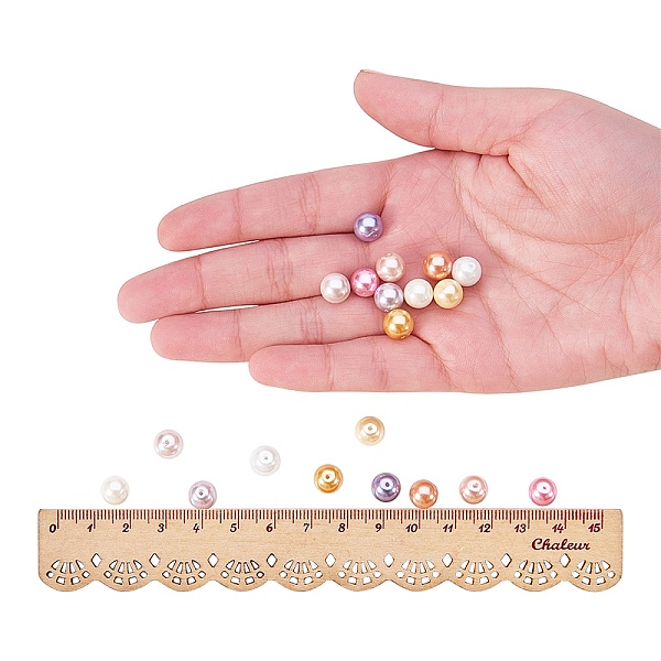 

PandaHall 10 Color Eco-Friendly Pearlized Round Glass Pearl Beads, Dyed, Mixed Color, 8mm, Hole: 1mm, about 23pcs/compartment, 230pcs/box..., Multicolor