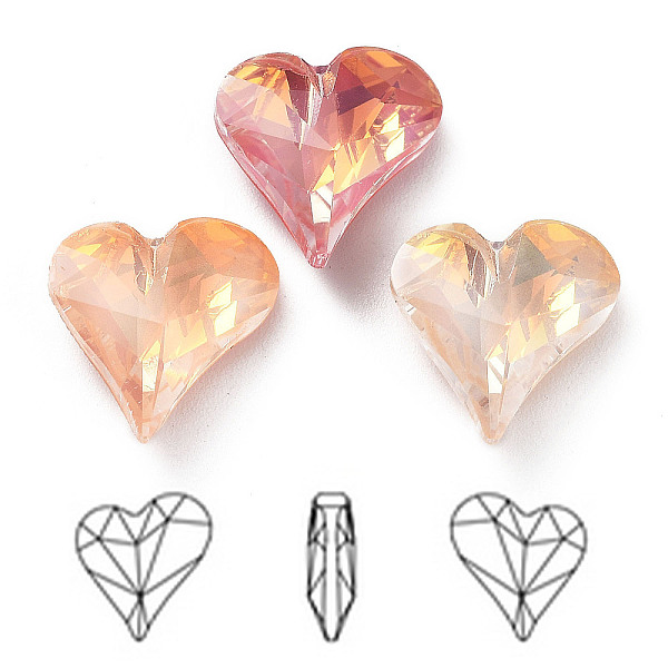 

PandaHall Electroplate K9 Glass Rhinestone Cabochons, Point Back & Back Plated, Faceted, Heart, Mixed Color, 13x12x5mm Glass Rhinestone..., Multicolor