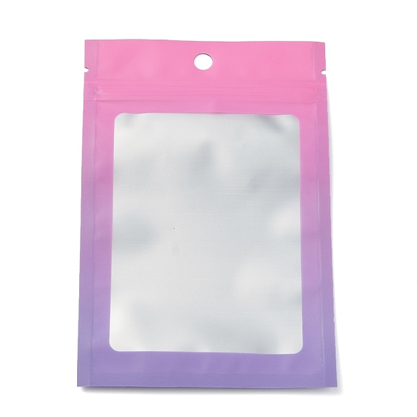 PandaHall Plastic Zip Lock Bag, Gradient Color Storage Bags, Self Seal Bag, Top Seal, with Window and Hang Hole, Rectangle, Orchid...