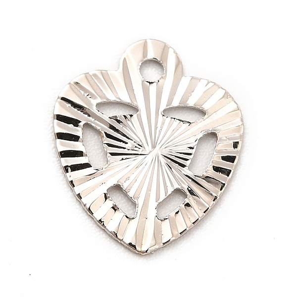 

PandaHall Rack Plating Brass Pendants, Long-Lasting Plated, Heart Charm, Platinum, 12x10x0.3mm, Hole: 1.2mm Brass Heart