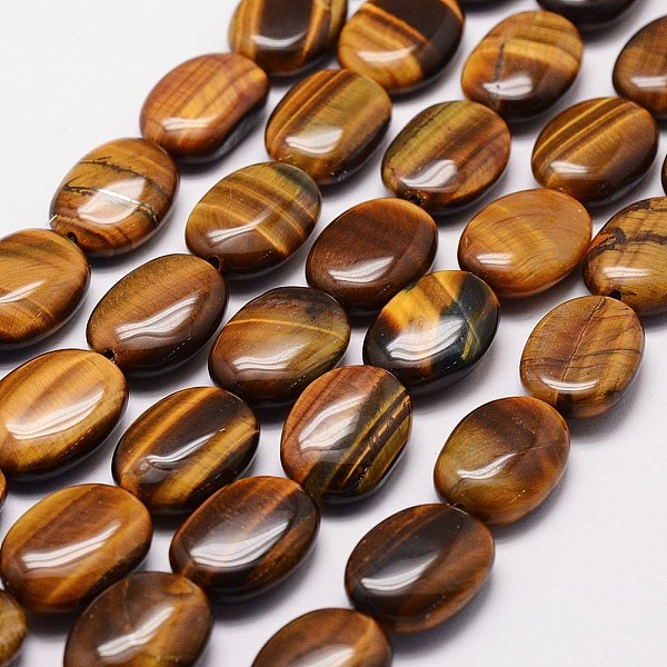 

PandaHall Natural Tiger Eye Beads Strands, Grade A, Oval, 18x13x6mm, Hole: 1.2mm, 22pcs/strand, 15.7 inch Tiger Eye Oval