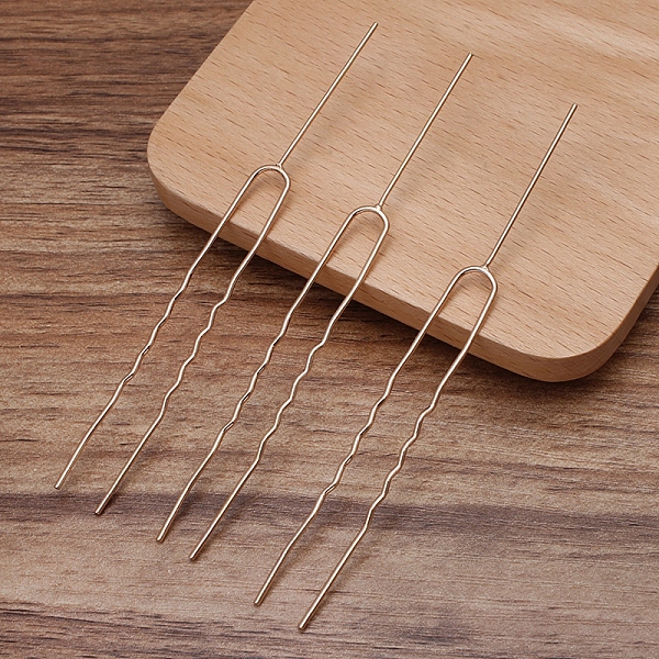 

PandaHall Brass Hair Fork Findings, U Shaped, Light Gold, 108x13x1.5mm Brass