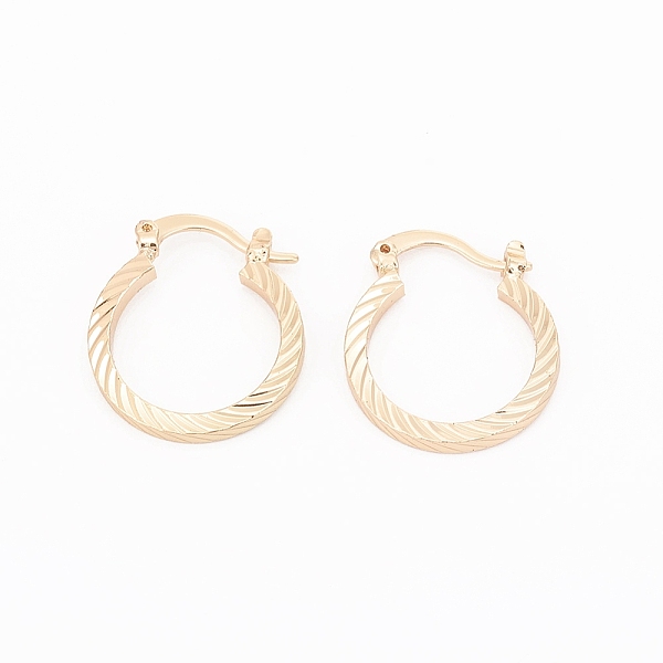 

PandaHall Brass Hoop Earrings, Long-Lasting Plated, Fancy Cut, Light Gold, 12 Gauge, 19x2mm, Pin: 0.6x1mm Brass