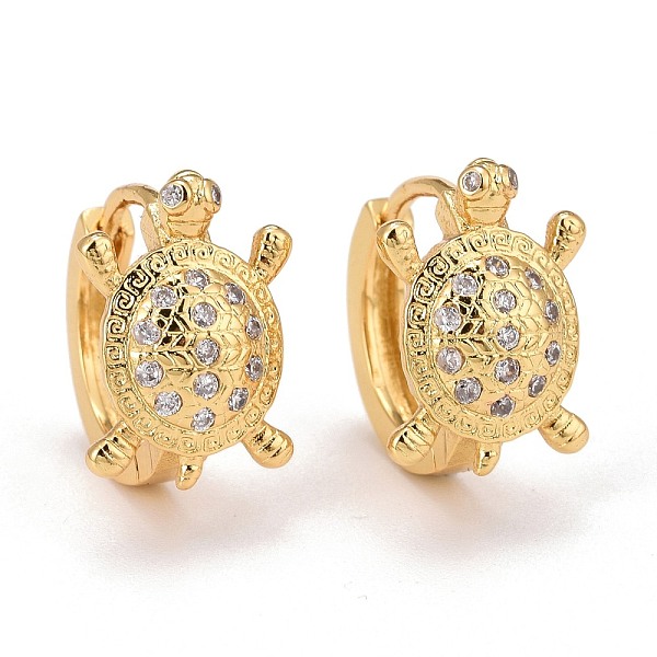 

PandaHall Real 18K Gold Plated Brass Cubic Zirconia Huggie Hoop Earrings, Tortoise Earrings for Women, Lead Free & Cadmium Free & Nickel..., Clear