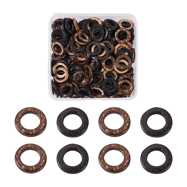 

PandaHall Craftdady 200Pcs 2 Colors Dyed Wood Jewelry Findings Coconut Linking Rings, Round Ring, Mixed Color, 20~23x2~5mm Coconut Ring..., Multicolor