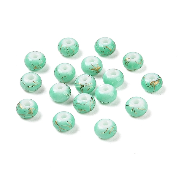 

PandaHall Opaque Spray Painted Glass Beads, Rondelle, Drawbench Style, Medium Aquamarine, 8x5mm, Hole: 2mm, about 1041pcs/500g Glass...