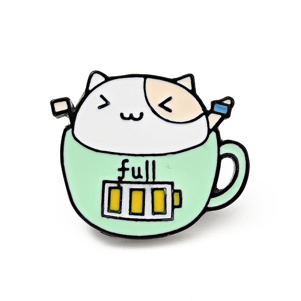 

PandaHall Coffee Cup Cat Enamel Pin, Word Full Alloy Badge for Backpack Clothes, Electrophoresis Black, Pale Green, 21x26x2mm Alloy+Enamel...