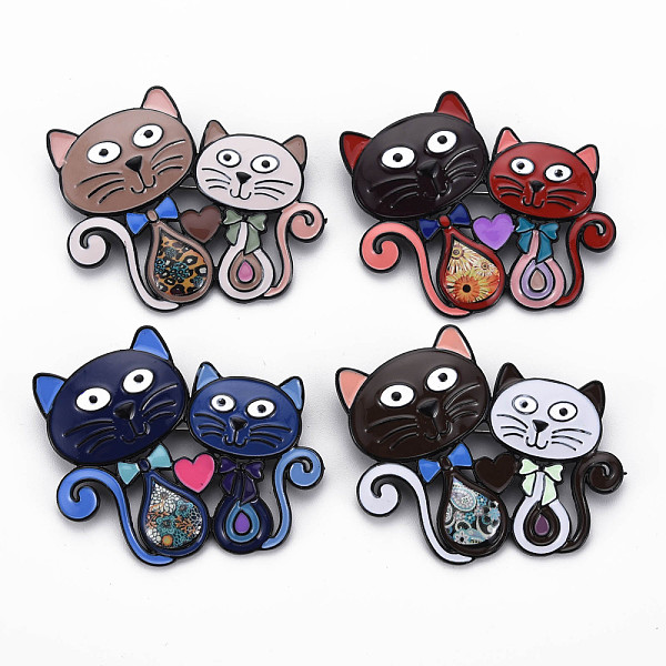 

PandaHall Double Cat Enamel Pin, Animal Alloy Brooch with Stickers for Backpack Clothes, Electrophoresis Black, Nickel Free & Lead Free..., Multicolor