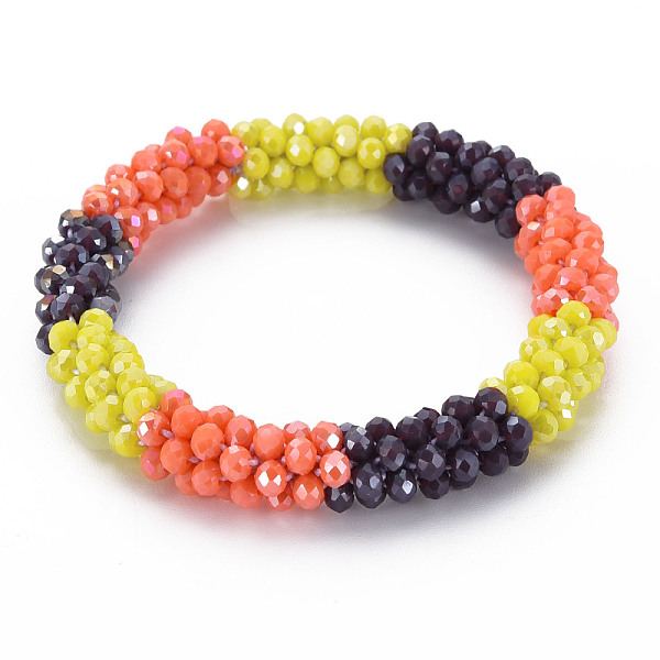 

PandaHall Crochet Glass Beads Braided Stretch Bracelet, Women's Nepel Handmade Jewelry, Yellow, Inner Diameter: 1-5/8 inch(4.2cm) Glass...
