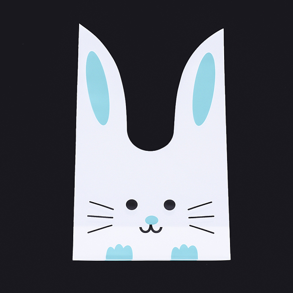 

PandaHall (Clearance Sale)Kawaii Bunny Plastic Candy Bags, Rabbit Ear Bags, Gift Bags, Two-Side Printed, Dark Cyan, 22.5x14cm Plastic Cyan