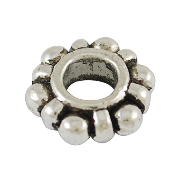 

PandaHall Alloy Beads Spacers, Cadmium Free & Lead Free, Flower, Antique Silver, 11x4mm, Hole: 5mm Alloy Flower