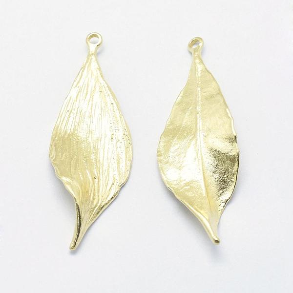 

PandaHall Brass Pendants, Lead Free & Cadmium Free & Nickel Free, Leaf, Raw(Unplated), 46x15x2mm, Hole: 2mm Brass Leaf