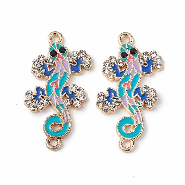 

PandaHall Alloy Enamel Connector Charms, Lizard Links with Crystal Rhinestone, Light Gold, Cadmium Free & Nickel Free & Lead Free, Colorful..., Clear