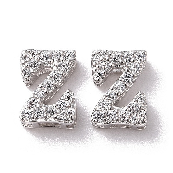 

PandaHall 925 Sterling Silver Micro Pave Cubic Zirconia Beads, Real Platinum Plated, Letter Z, 9x6.5x3.5mm, Hole: 2.5x1.5mm Cubic Zirconia...