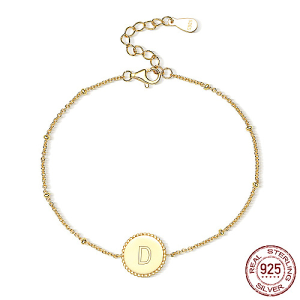 

PandaHall 925 Sterling Silver Letter Initial Flat Round Link Bracelets, Real 18K Gold Plated, Letter D, 6-3/4 inch(17cm) Sterling Silver...