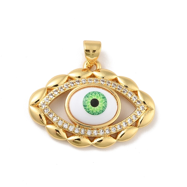 

PandaHall Brass Micro Pave Cubic Zirconia Pendants, with Acrylic, Cadmium Free & Lead Free, Long-Lasting Plated, Evil Eye, Real 18K Gold..., Green