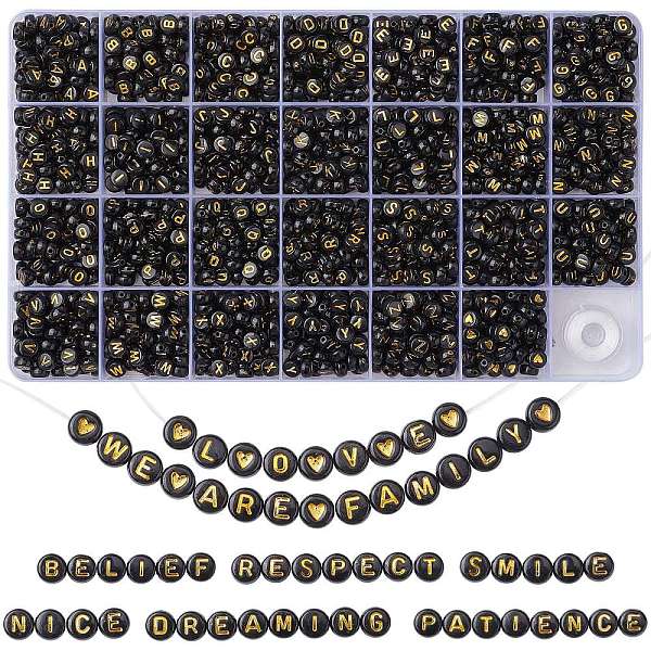 

PandaHall DIY Letter Stretch Bracelet Making Kit, Including Flat Round Acrylic Beads, Elastic Thread, Black, Beads: 7x4mm, Hole: 1.5mm...