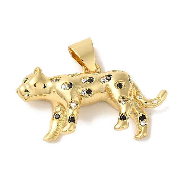 

PandaHall Rack Plating Brass Micro Pave Black Cubic Zirconia Pendants, Cadmium Free & Lead Free, Long-Lasting Plated, Leopard, Real 18K Gold...