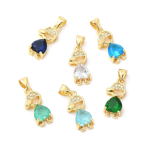 

PandaHall Real 16K Gold Plated Brass Micro Pave Cubic Zirconia Pendants, with Glass, Boy Charms, Mixed Color, 18.5x8x4.5mm, Hole: 5x3.5mm..., Multicolor