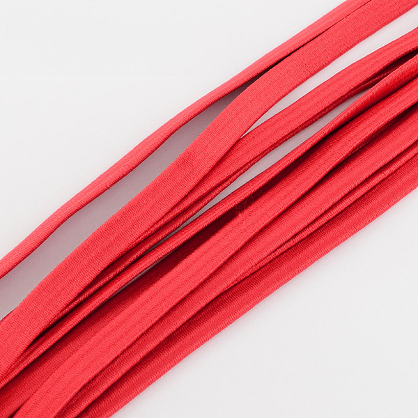 

PandaHall Elastic Cord, with Fibre Outside and Rubber Inside, Red, 5mm, about 109.36 yards(100m)/bundle Elastic Fibre Flat Red