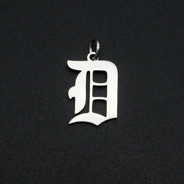 

PandaHall 304 Stainless Steel Pendants, with Jump Ring, Old English, Letter, Laser Cut, Stainless Steel Color, Letter.D, 16.5x11x1mm, Hole...