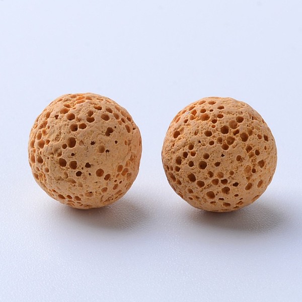 

PandaHall Unwaxed Natural Lava Rock Beads, for Perfume Essential Oil Beads, Aromatherapy Beads, Dyed, Round, No Hole, Yellow, 13~14mm Lava...