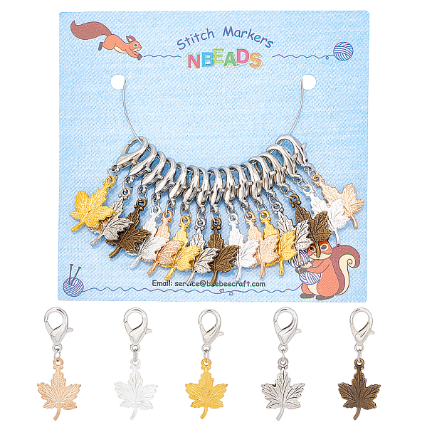 

PandaHall 30 Pcs Maple Leaf Stitch Markers, 5 Colors Leaf Crochet Stitch Marker Charms Removable Lobster Clasp Locking Stitch Marker for...