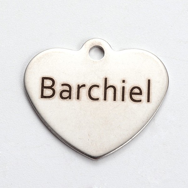 

PandaHall Stainless Steel Heart Pendants, with Word Barchiel, Stainless Steel Color, 21x24x1mm, Hole: 2mm Stainless Steel Heart