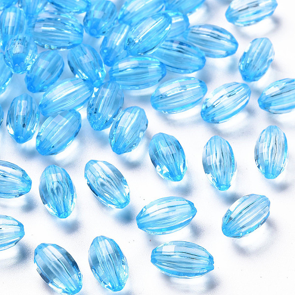 

PandaHall Transparent Acrylic Beads, Corrugated Oval, Deep Sky Blue, 11x6.5mm, Hole: 1.5mm, about 1880pcs/500g Acrylic Oval