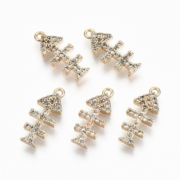 

PandaHall Brass Micro Pave Clear Cubic Zirconia Pendants, Nickel Free, Fishbone, Real 18K Gold Plated, 15.5x6.5x2mm, Hole: 1mm Brass+Cubic...
