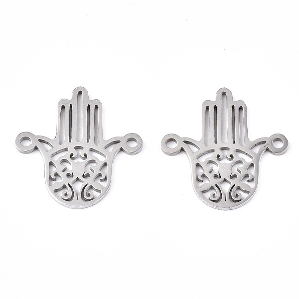 

PandaHall 201 Stainless Steel Links Connectors, Laser Cut, for Religion, Hamsa Hand/Hand of Fatima/Hand of Miriam, Stainless Steel Color...