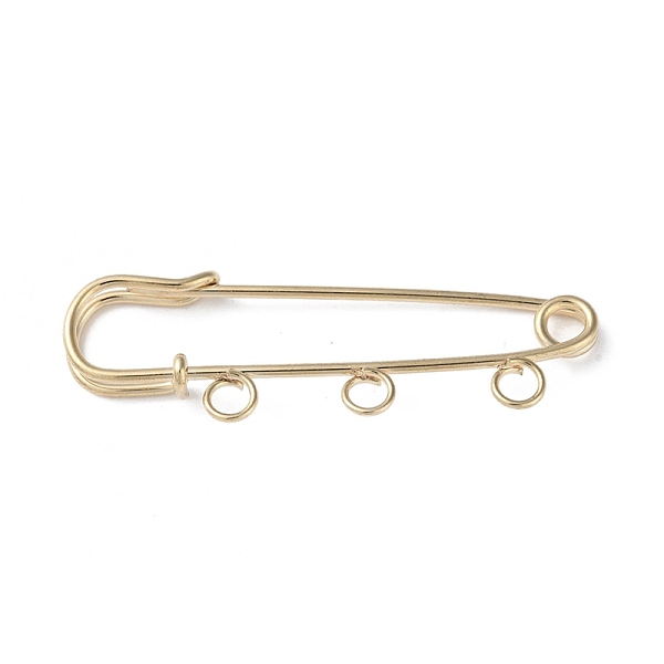 

PandaHall Iron Brooch Findings, 3-Holes Kilt Pins for Lapel Pins Makings, Light Gold, 50x17x5mm, Hole: 3.5mm Iron