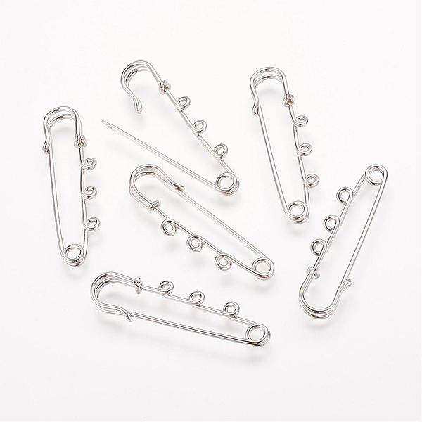 

PandaHall Iron Brooch Findings, Nice for DIY Brooch Making, Kilt Needles, Platinum, 50x15mm Iron
