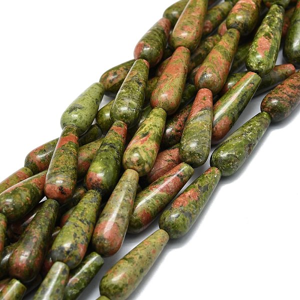 

PandaHall Natural Unakite Beads Strands, Waterdrop, 30x10mm, Hole: 1.4mm, about 13pcs/strand, 15.75''(40cm) Unakite Teardrop