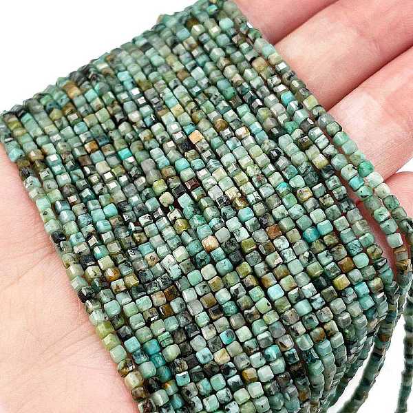 

PandaHall Natural African Turquoise(Jasper) Beads Strands, Faceted, Cube, 2x2x2mm, Hole: 0.6mm, about 201pcs/strand, 15.35 inch(39cm)...