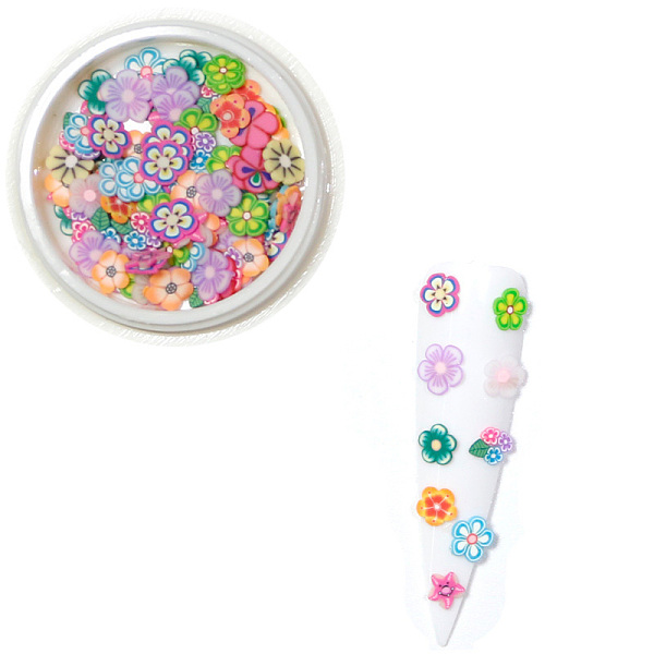

PandaHall Handmade Polymer Clay Cabochons, Fashion Nail Art Decoration Accessories, Mixed Color, 10.5x7mm Polymer Clay Flower Multicolor